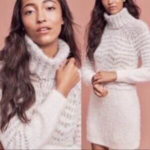 ANTHROPOLOGIE Sleeping On Snow Eyelash Turtleneck Sweater Dress Medium